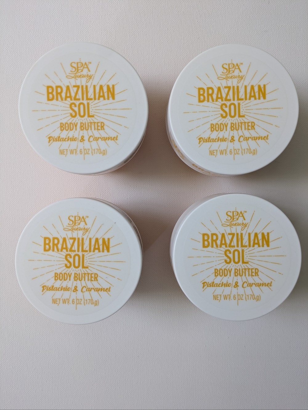 Brazilian Sol Body Butter Pistachio Caramel 4pc Set Hydrating Cream